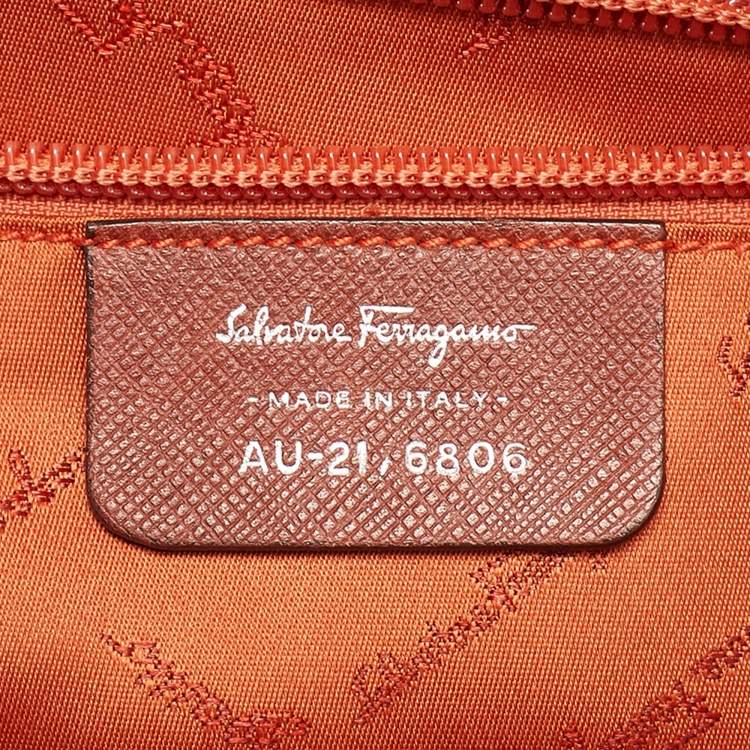 Pre Owned Salvatore Ferragamo Brick Brown Leather Gancini Buckle Satchel