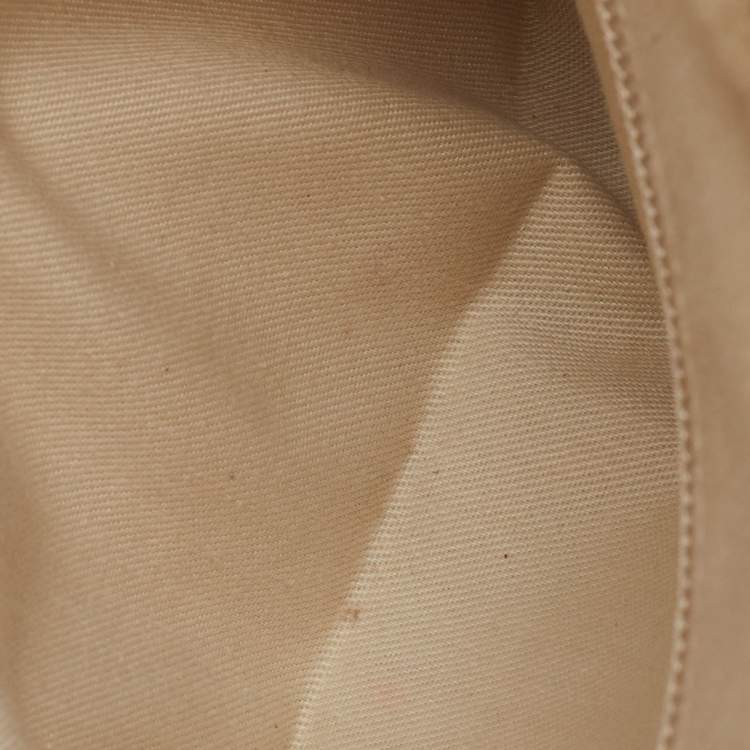 مملوكة مسبقًا Salvatore Ferragamo Beige/Brown Gancini Embossed Leather Zip Satchel