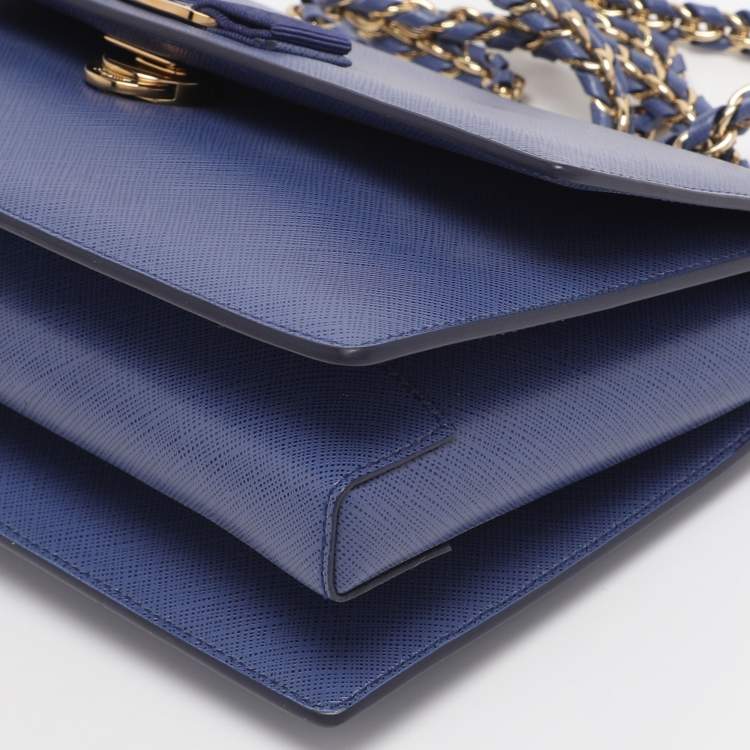 Pre Owned Salvatore Ferragamo Blue Leather Ginny Shoulder Bag