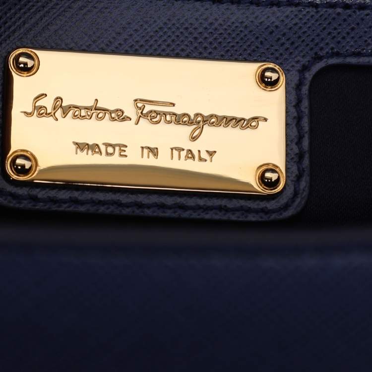 Pre Owned Salvatore Ferragamo Blue Leather Ginny Shoulder Bag