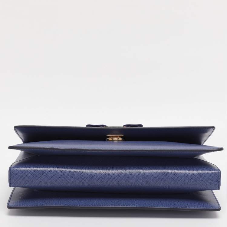 Pre Owned Salvatore Ferragamo Blue Leather Ginny Shoulder Bag