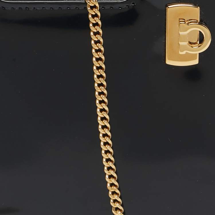 Pre Owned Salvatore Ferragamo Black Patent Leather Micro Sofia Tote