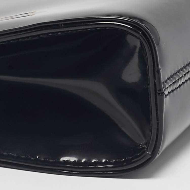 Pre Owned Salvatore Ferragamo Black Patent Leather Micro Sofia Tote