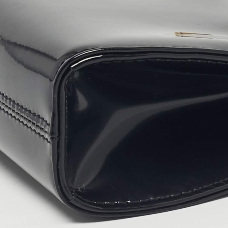 Pre Owned Salvatore Ferragamo Black Patent Leather Micro Sofia Tote