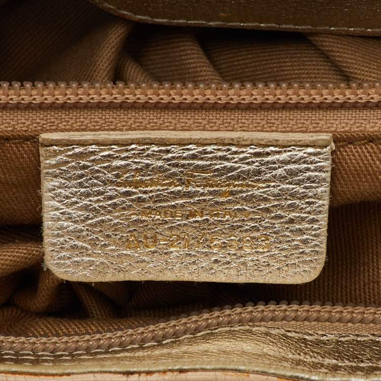 Pre Owned Salvatore Ferragamo Metallic Gold Leather Marisa Shoulder Bag