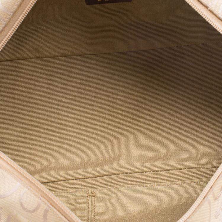 Pre Owned Salvatore Ferragamo Beige Canvas Signature Satchel