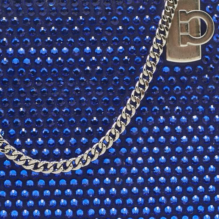 Pre Owned حقيبة كروس سالفاتوري فيراغامو واندا أزرق شمواه كريستال دقيق