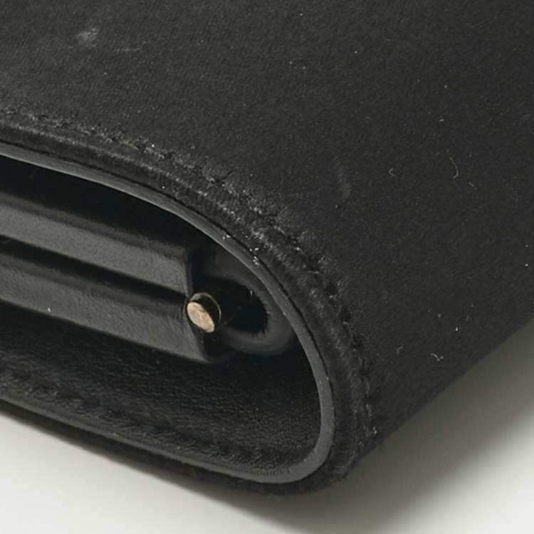 Pre Owned Salvatore Ferragamo Black Satin Musa Gancini Chain Clutch