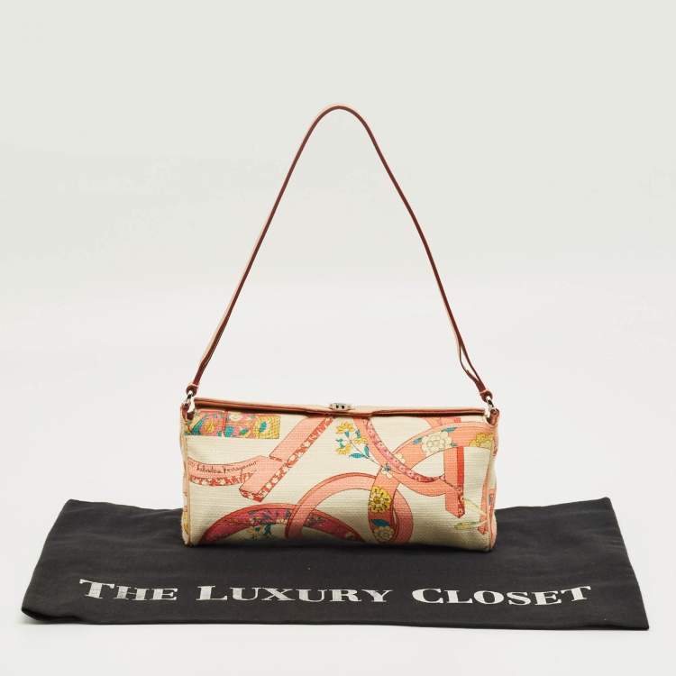 Pre Owned Salvatore Ferragamo Multicolor Printed Canvas and Leather Gancini Pochette Bag