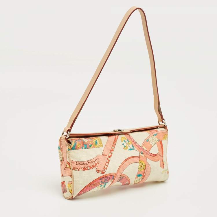 Pre Owned Salvatore Ferragamo Multicolor Printed Canvas and Leather Gancini Pochette Bag