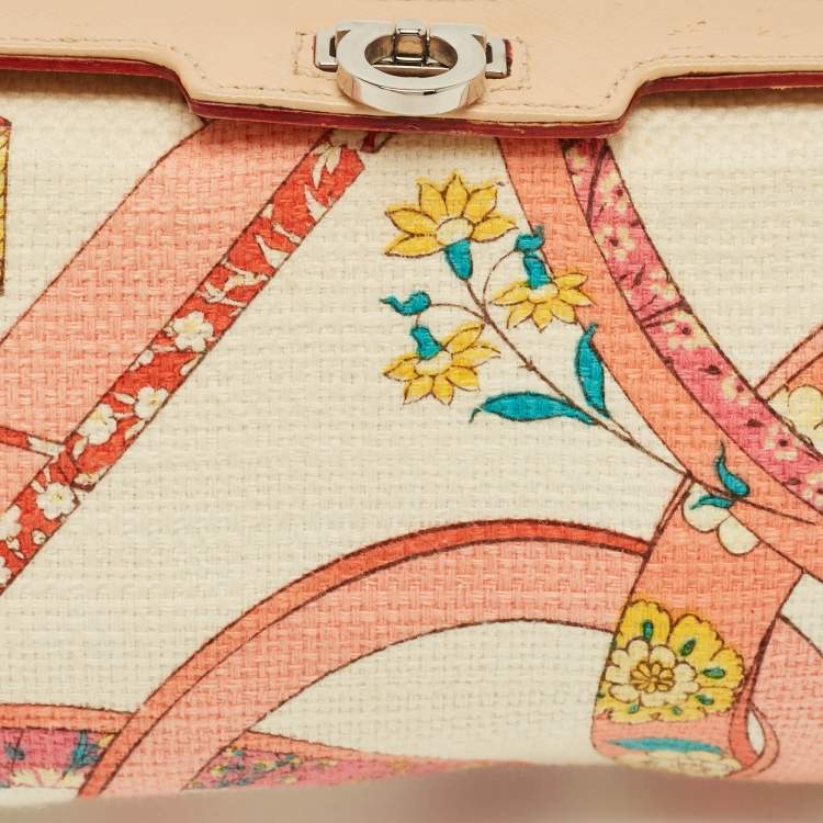 Pre Owned Salvatore Ferragamo Multicolor Printed Canvas and Leather Gancini Pochette Bag