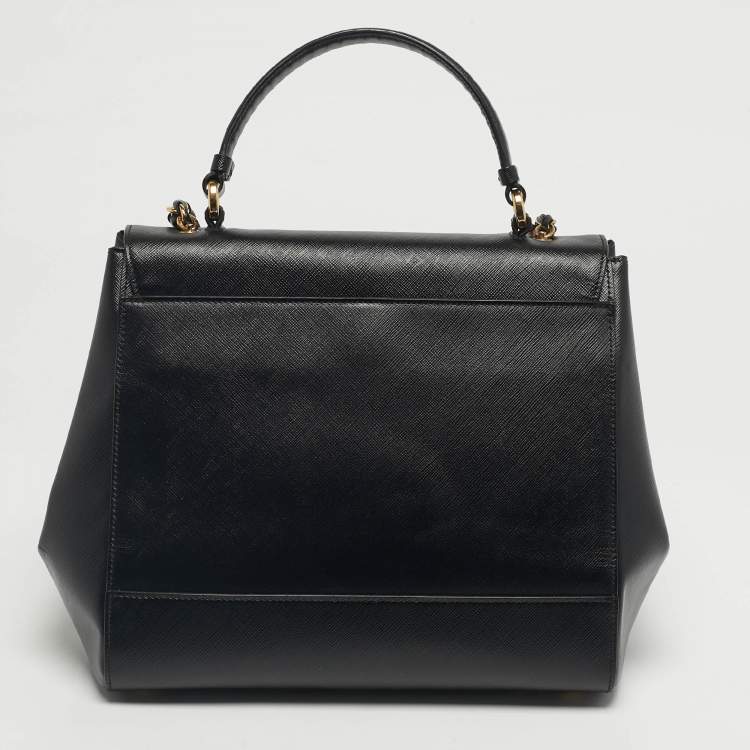 Pre Owned Salvatore Ferragamo Black Leather Carrie Top Handle Bag