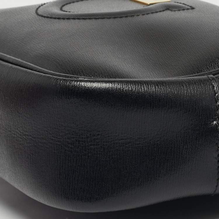 Pre Owned Salvatore Ferragamo Black Leather Gancio City Shoulder Bag