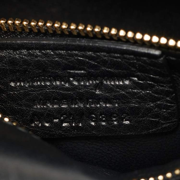 Pre Owned Salvatore Ferragamo Black Leather Iconic Bow Crossbody Bag