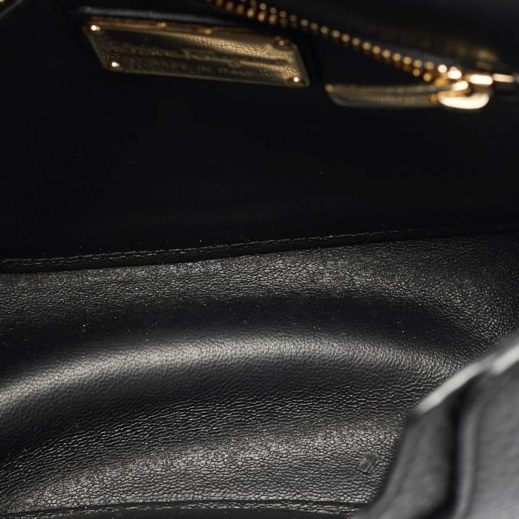 Pre Owned Salvatore Ferragamo Black Leather Iconic Bow Crossbody Bag