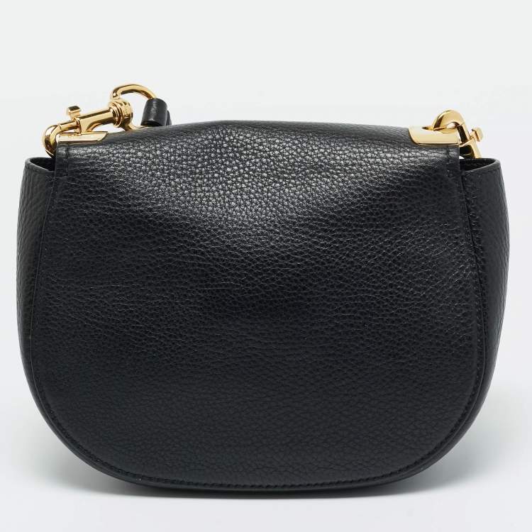 Pre Owned Salvatore Ferragamo Black Leather Iconic Bow Crossbody Bag