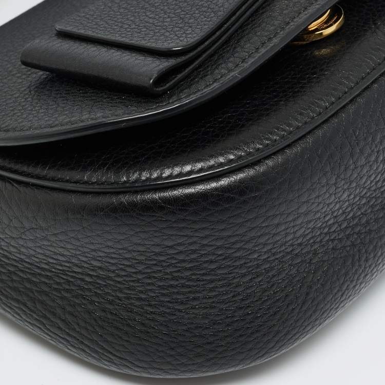 Pre Owned Salvatore Ferragamo Black Leather Iconic Bow Crossbody Bag