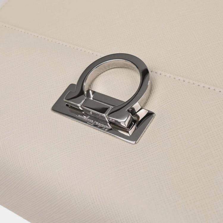 Pre Owned Salvatore Ferragamo Off-white Gancini 2way Handbag