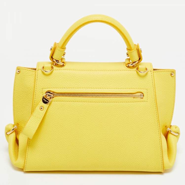 Pre Owned Salvatore Ferragamo Yellow Leather Small Sofia Top Handle Bag