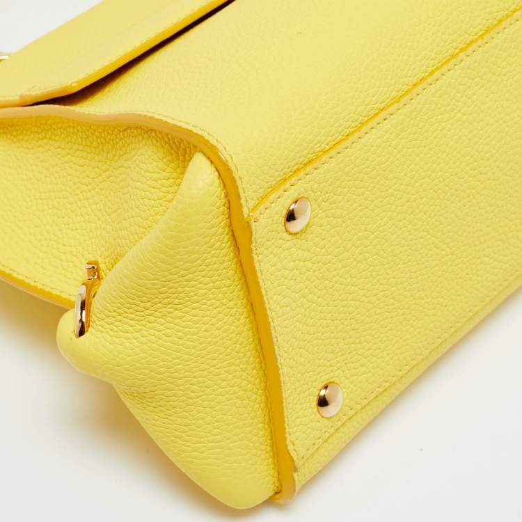 Pre Owned Salvatore Ferragamo Yellow Leather Small Sofia Top Handle Bag
