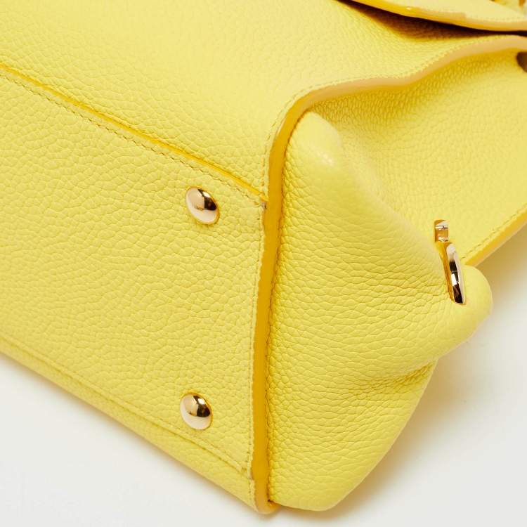Pre Owned Salvatore Ferragamo Yellow Leather Small Sofia Top Handle Bag