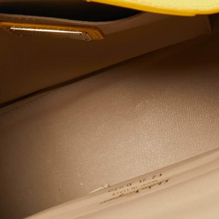 Pre Owned Salvatore Ferragamo Yellow Leather Small Sofia Top Handle Bag