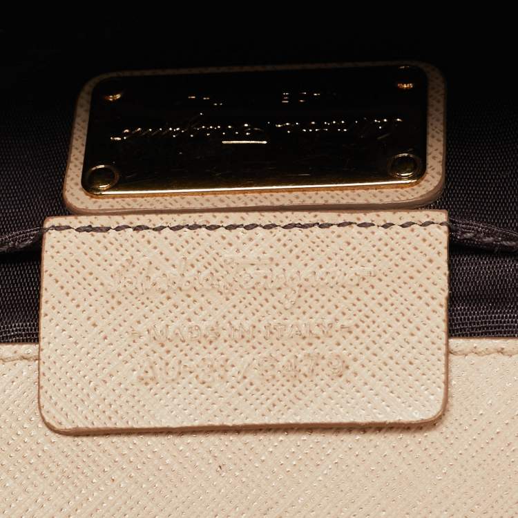 Pre Owned Salvatore Ferragamo Purple/Beige Leather Mini Ginny Crossbody Bag