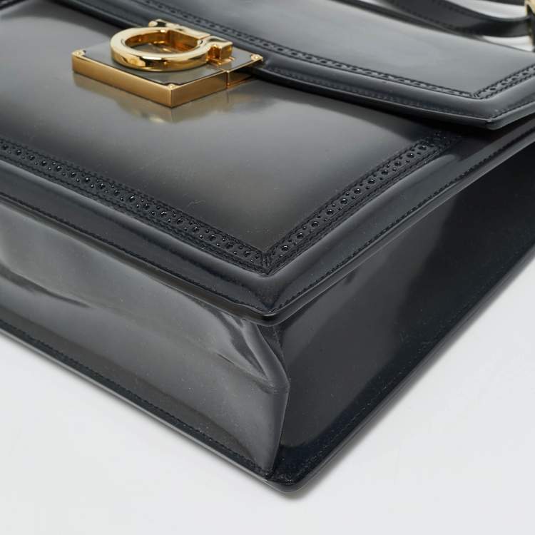 Pre Owned حقيبة سالفاتوري فيراغامو ماريسول يد علوية جلد رمادي مزجج