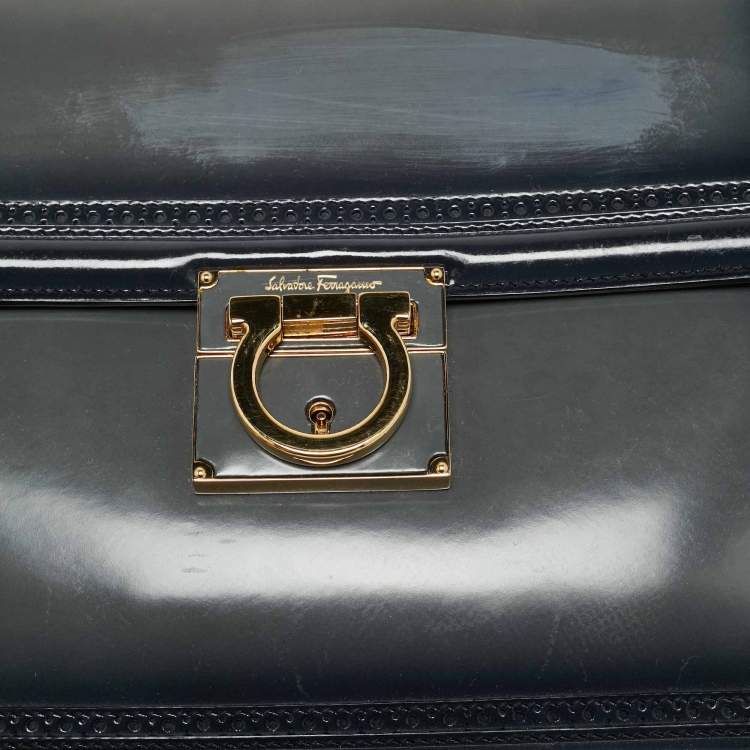 Pre Owned حقيبة سالفاتوري فيراغامو ماريسول يد علوية جلد رمادي مزجج