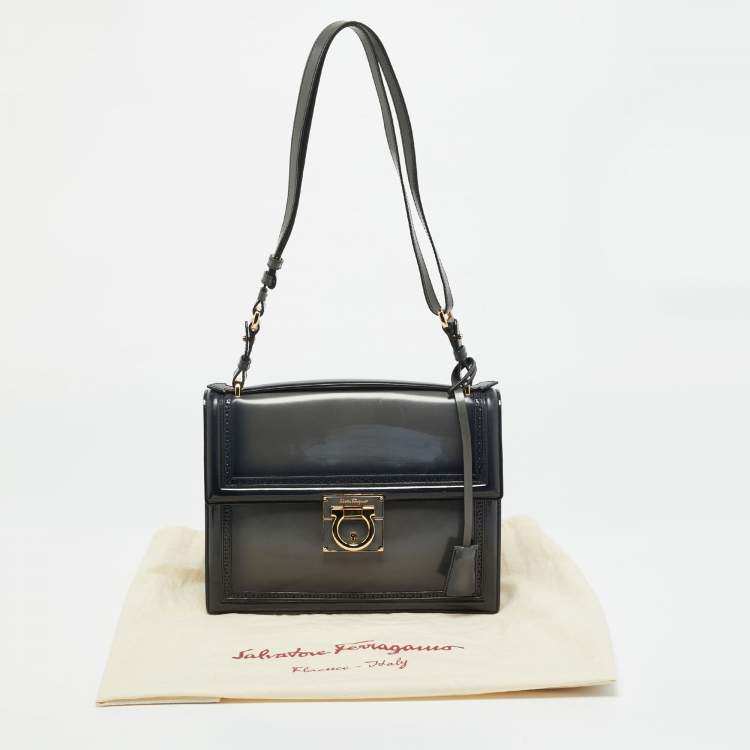 Pre Owned حقيبة سالفاتوري فيراغامو ماريسول يد علوية جلد رمادي مزجج