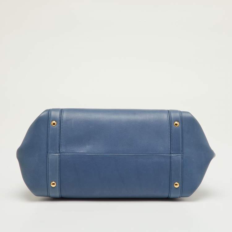 Pre Owned Salvatore Ferragamo Sofia Large Blue Leather Satchel 