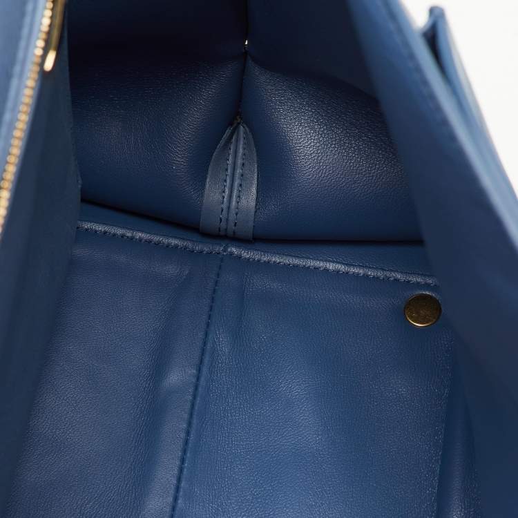 Pre Owned Salvatore Ferragamo Sofia Large Blue Leather Satchel 