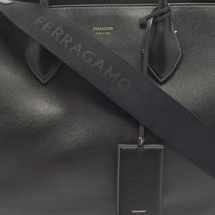 Pre Owned Salvatore Ferragamo Star Shaped Large Black Leather Tote