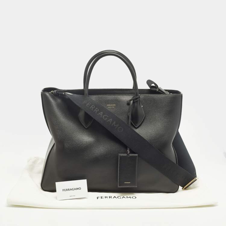 Pre Owned Salvatore Ferragamo Star Shaped Large Black Leather Tote