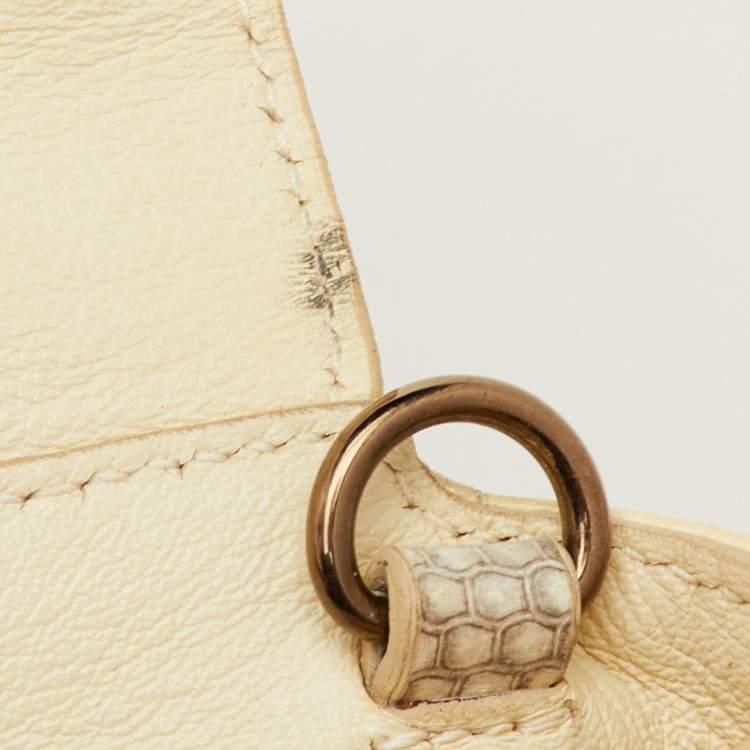 Pre Owned Salvatore Ferragamo Sofia Beige Large Snakeskin Top Handle Bag