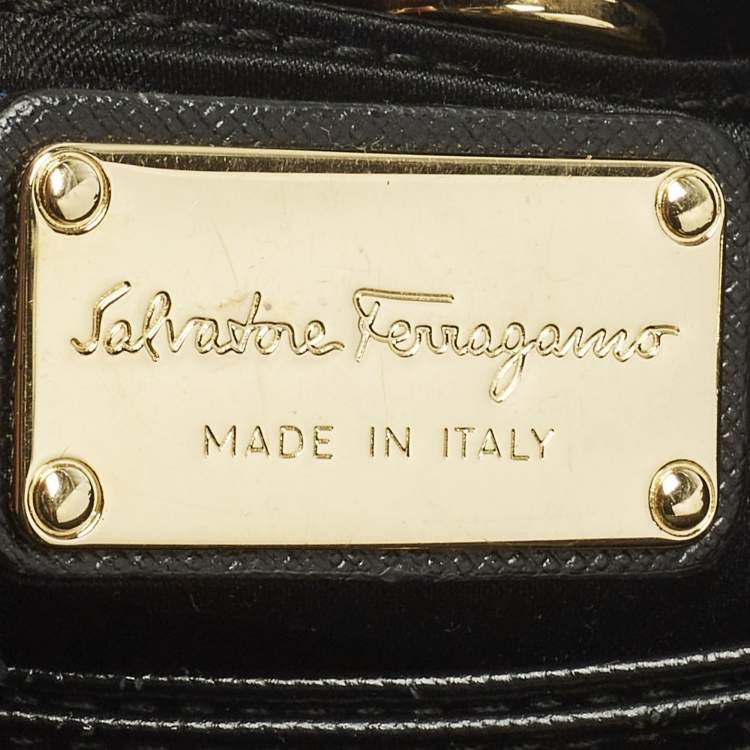مملوكة مسبقًا Salvatore Ferragamo Melike Vara Bow Mini Black Leather Chain Tote