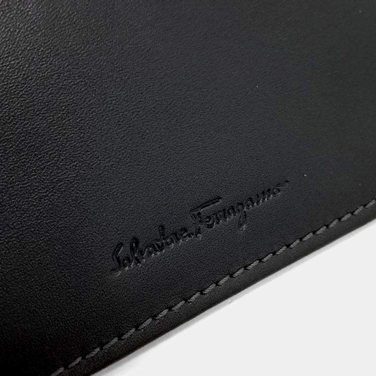 Pre Owned Salvatore Ferragamo Black Leather long wallet