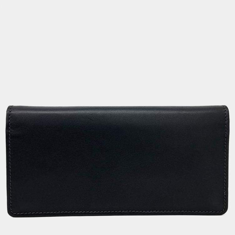 Pre Owned Salvatore Ferragamo Black Leather long wallet