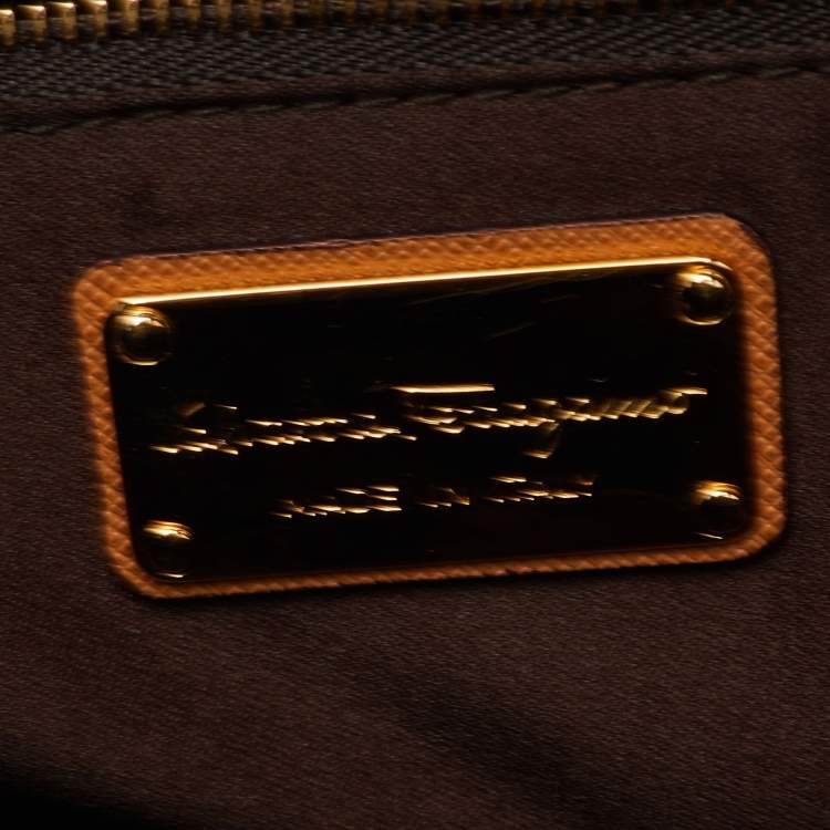 Pre Owned Salvatore Ferragamo Gancio Brown Ombre Saffiano Leather Gradient Effect Tote