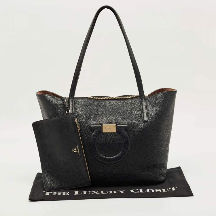 Pre Owned حقيبة يد توتس سالفاتوري فيراغامو جانشيو سيتي جلد أسود