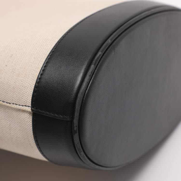 Pre Owned Ferragamo Charming Beige/Black Canvas and Leather Tote