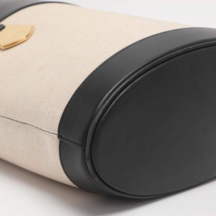 Pre Owned Ferragamo Charming Beige/Black Canvas and Leather Tote