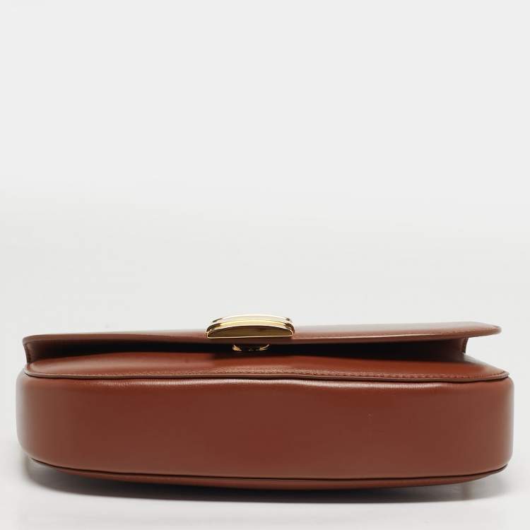 Pre Owned Salvatore Ferragamo Fiamma Brown Leather Shoulder Bag