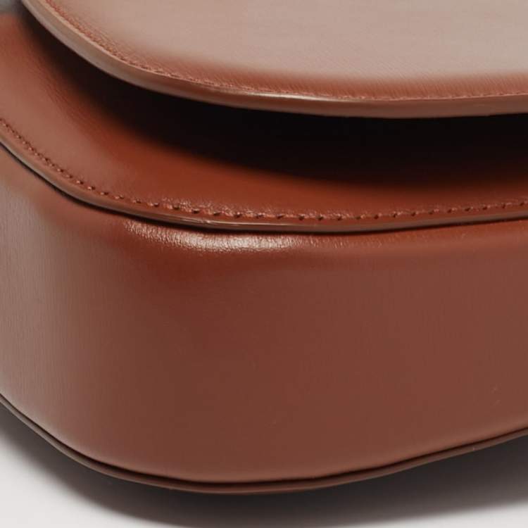 Pre Owned Salvatore Ferragamo Fiamma Brown Leather Shoulder Bag