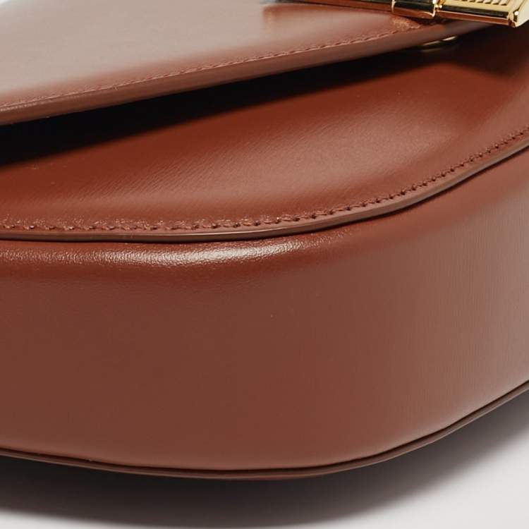 Pre Owned Salvatore Ferragamo Fiamma Brown Leather Shoulder Bag