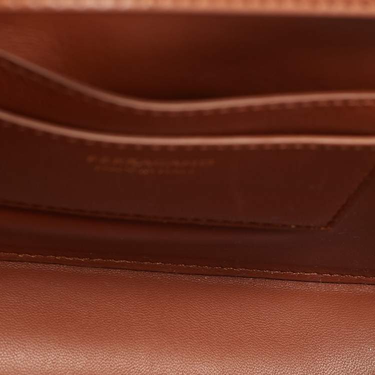 Pre Owned Salvatore Ferragamo Fiamma Brown Leather Shoulder Bag