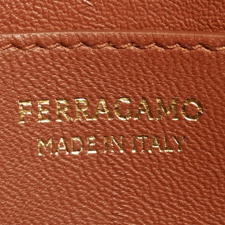 Pre Owned Salvatore Ferragamo Fiamma Brown Leather Shoulder Bag