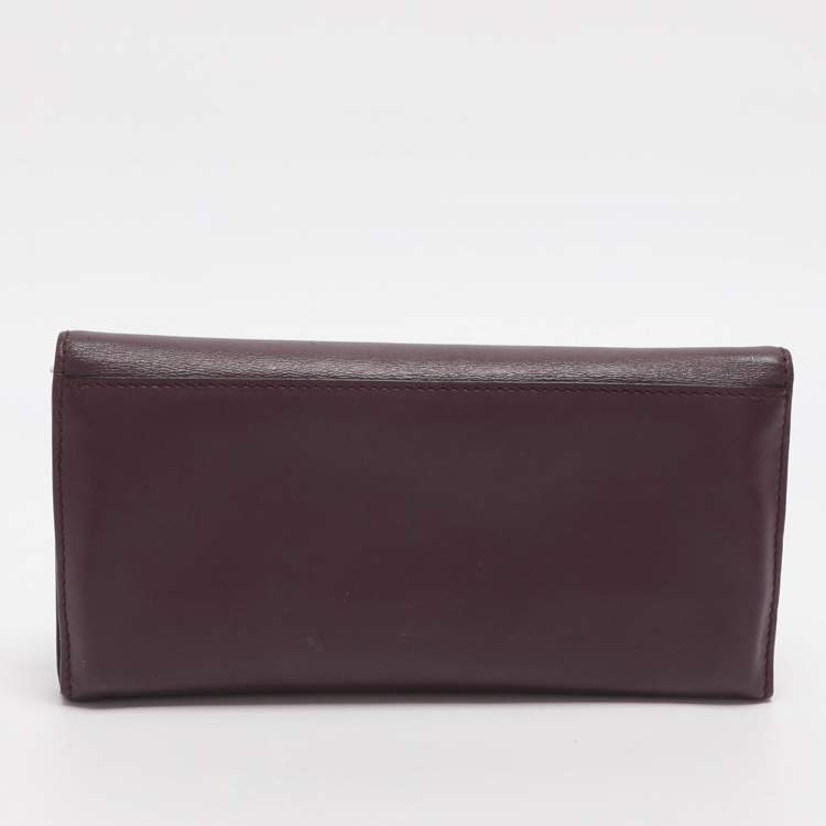 Pre Owned Salvatore Ferragamo Gancini Purple Leather Continental Wallet