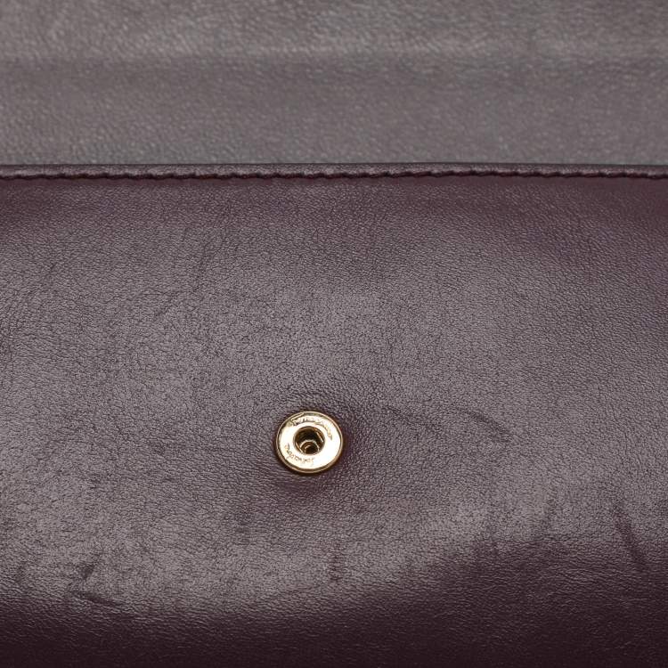 Pre Owned Salvatore Ferragamo Gancini Purple Leather Continental Wallet