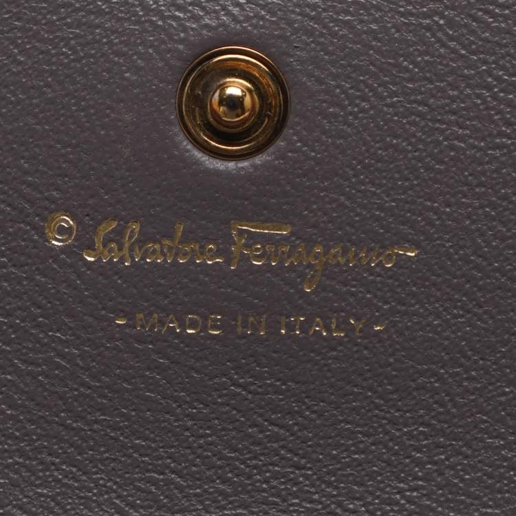 Pre Owned Salvatore Ferragamo Gancini Purple Leather Continental Wallet